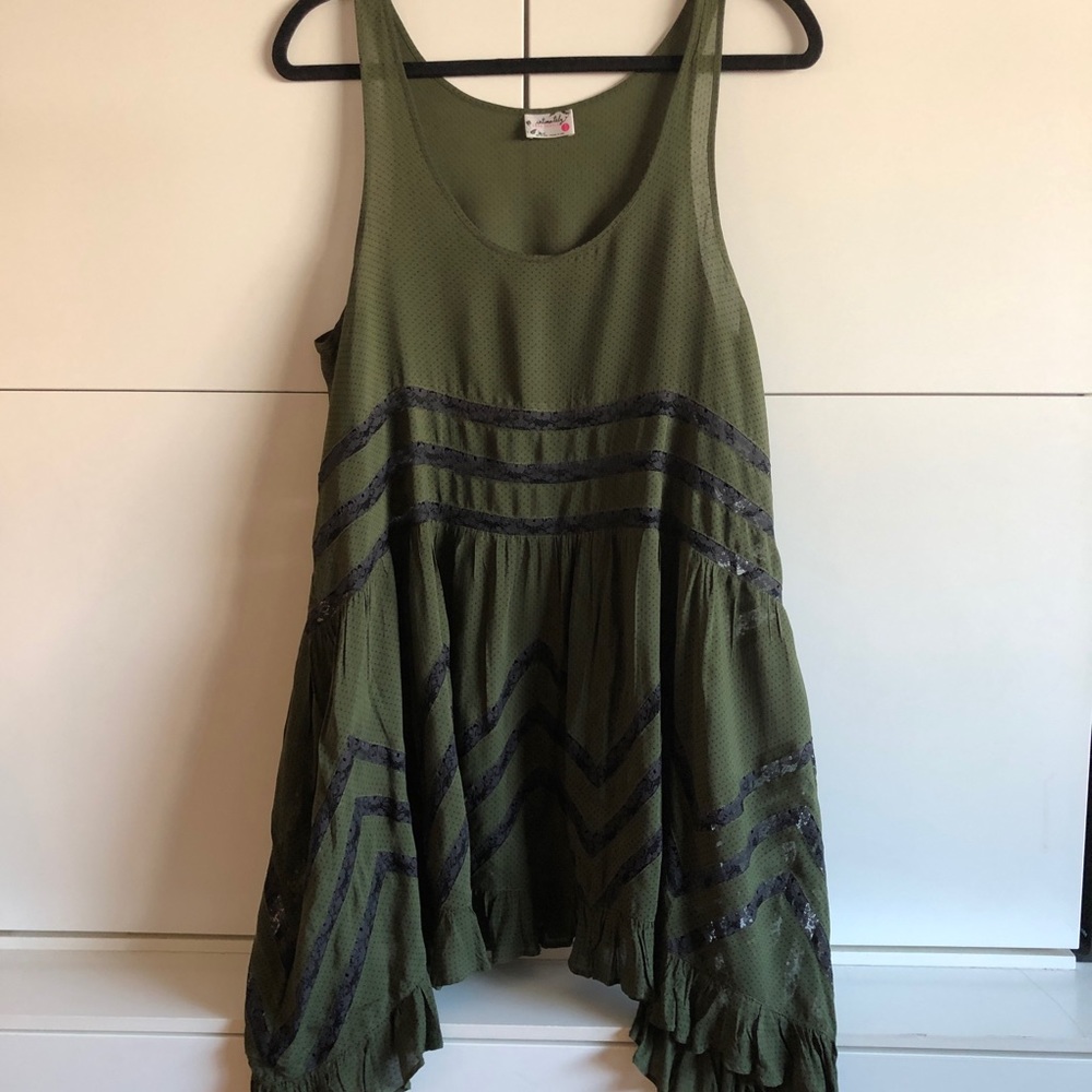 Free People Olive and Black Sleeveless Chemise